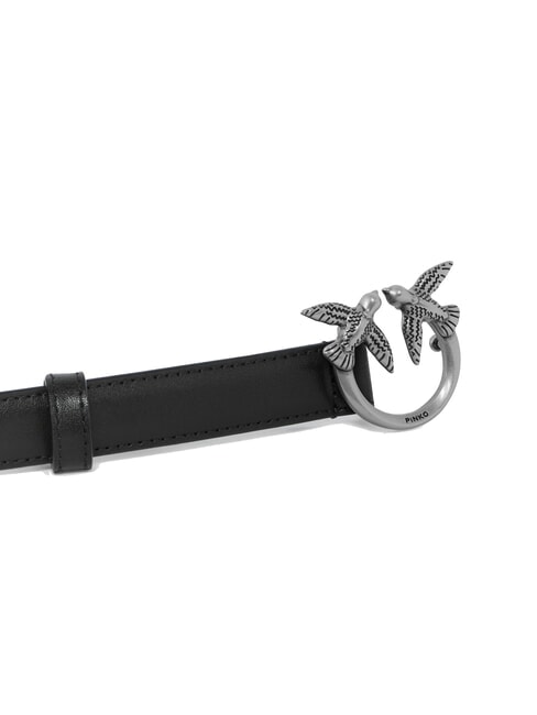 LOVE BERRY Leather belt black-old silver - Belts