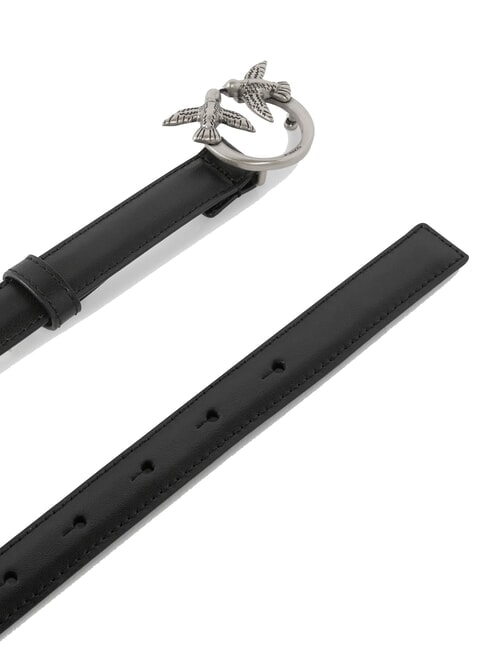 LOVE BERRY Leather belt black-old silver - Belts