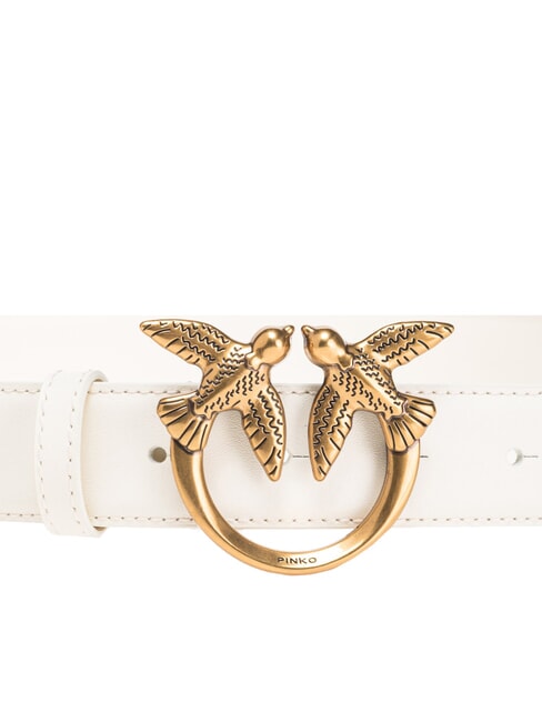 LOVE BERRY Leather belt silk white-antique gold - Belts