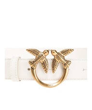 PINKO LOVE BERRY Leather belt silk white-antique gold - Belts - 2