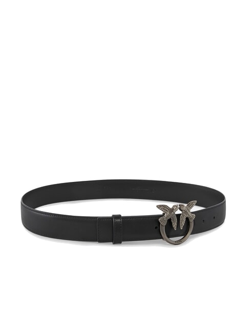 LOVE BERRY Leather belt black-old silver - Belts