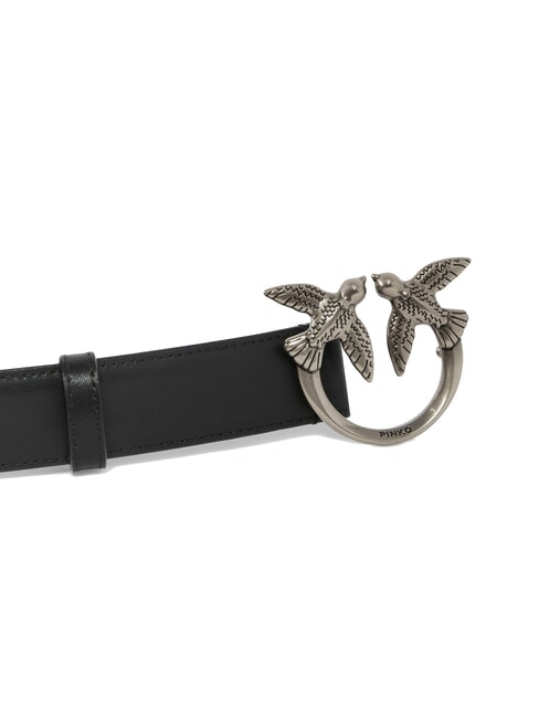 LOVE BERRY Leather belt black-old silver - Belts