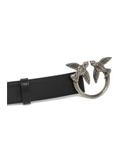 PINKO LOVE BERRY Leather belt black-old silver - Belts - 3