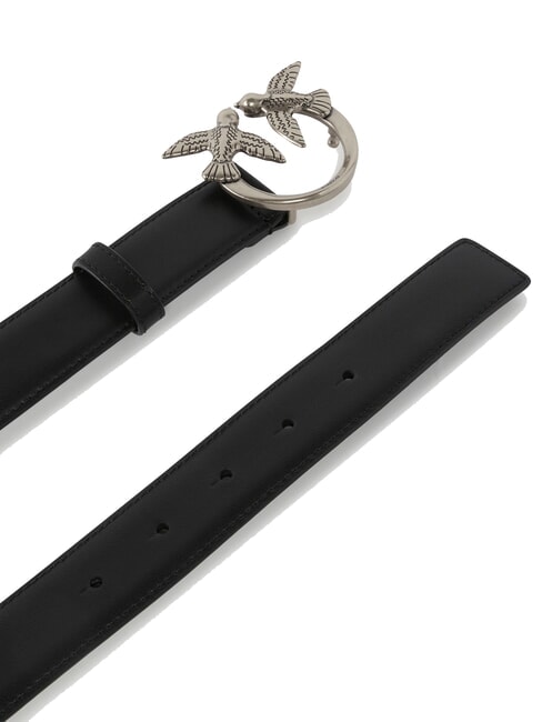 LOVE BERRY Leather belt black-old silver - Belts