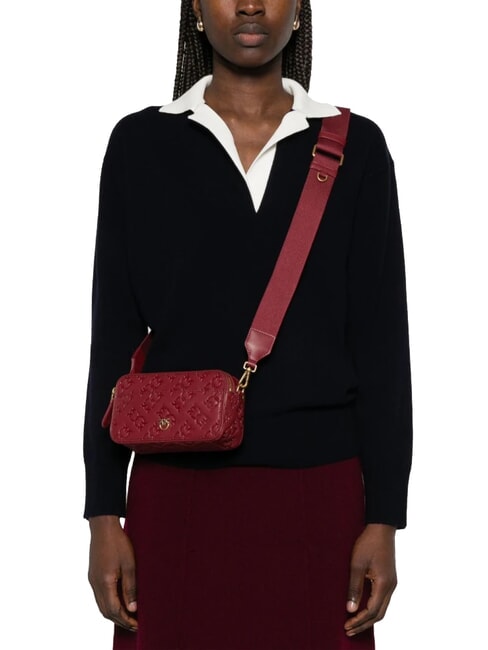 EMBOSSED LOGO Camera case shoulder bag Bordeaux Merlot-Antique Gold - Women&rsquo;s Bags