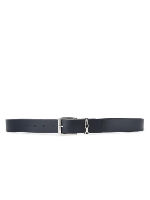 A|X METALLIC LOGO Leather belt, shortenable Navy blue - Belts