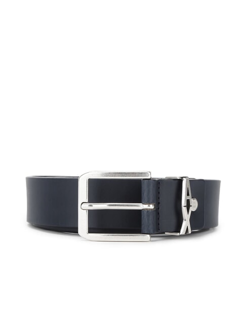 A|X METALLIC LOGO Leather belt, shortenable Navy blue - Belts