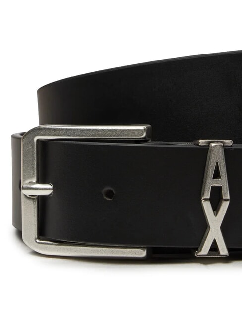 A|X METALLIC LOGO Leather belt, shortenable Black - Belts