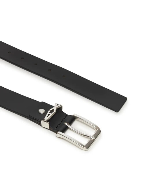 A|X METALLIC LOGO Leather belt, shortenable Black - Belts