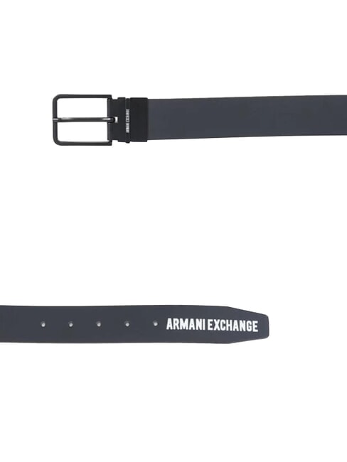 A|X DOUBLE Logo print leather belt navy/dark brown - Belts
