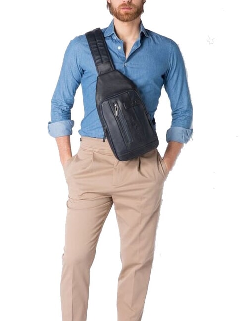 URBAN Leather one-shoulder bag blue - Laptop backpacks