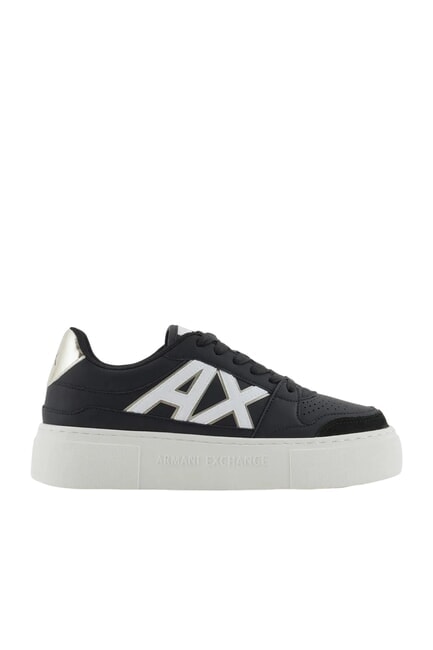 AX LOGO Platform sneakers black+pale gold - Women’s shoes