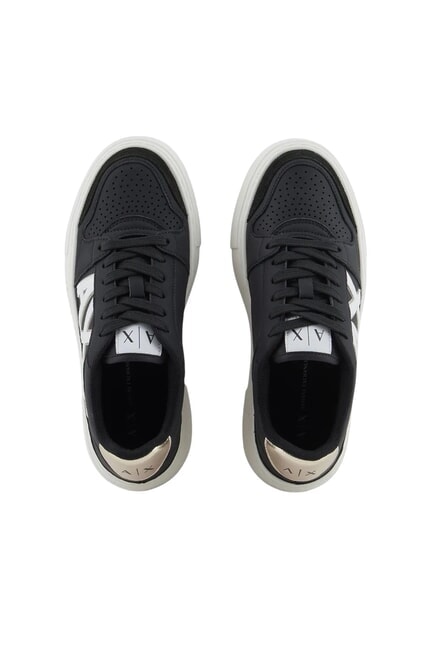 AX LOGO Platform sneakers black+pale gold - Women’s shoes