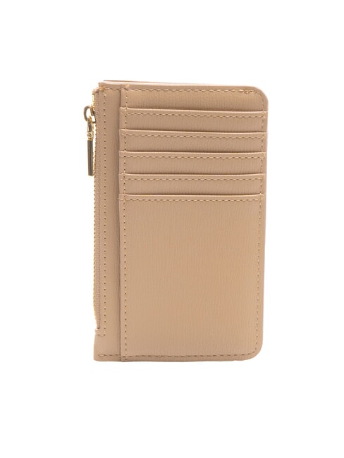 METALLIC LOGO Flat card holder with coin purse sand - Women’s Wallets