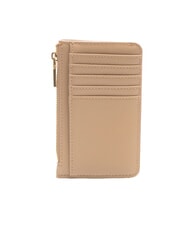 LOVE MOSCHINO METALLIC LOGO Flat card holder with coin purse sand - Women’s Wallets - 2