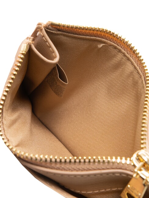 METALLIC LOGO Flat card holder with coin purse sand - Women’s Wallets
