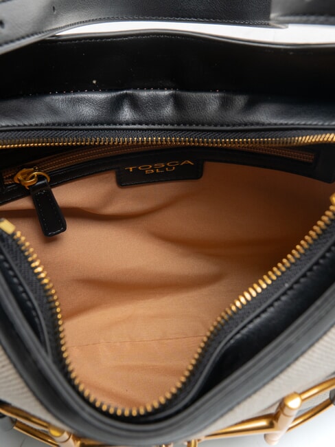 POSITANO Shoulder bag with jacquard inserts Black - Women’s Bags