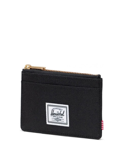 OSCAR Flat card holder with zip BLACK - Men’s Wallets