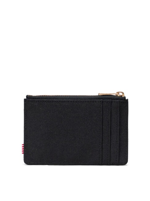 OSCAR Flat card holder with zip BLACK - Men’s Wallets
