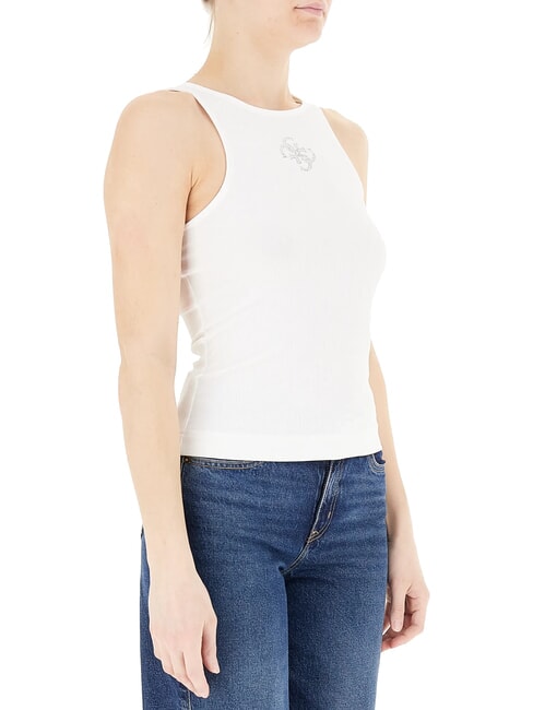 NEW SL ROUND GUENDALINA 4G rhinestone logo tank top purwhite - T-shirt