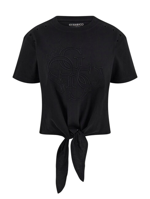 CN SS EYELET T-shirt with knot and ruffles jetbla - T-shirt