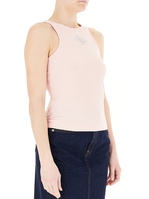 NEW SL ROUND GUENDALINA 4G rhinestone logo tank top pink pearl - T-shirt