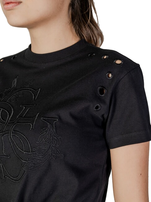 CN SS EYELET T-shirt with knot and ruffles jetbla - T-shirt