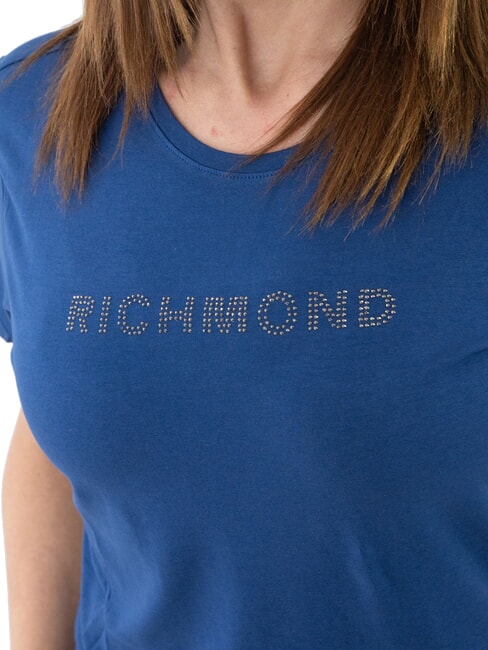 MECHI Stretch T-shirt rhinestone logo blue - T-shirt