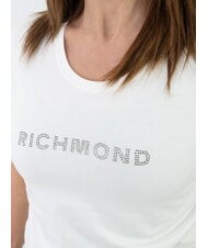 JOHN RICHMOND MECHI Stretch T-shirt rhinestone logo off white - T-shirt - 3