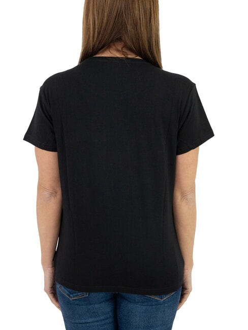 MECHI Stretch T-shirt rhinestone logo black - T-shirt