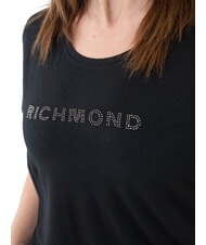 JOHN RICHMOND MECHI Stretch T-shirt rhinestone logo black - T-shirt - 3