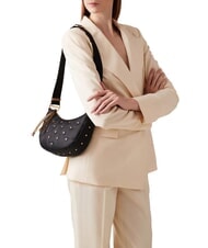 BORBONESE COLETTE Mini shoulder bag black / natural op - Women’s Bags - 6