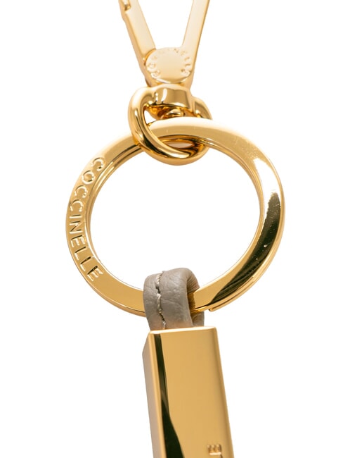 ESSENTIAL Leather and metal keychain warm taupe - Key holders