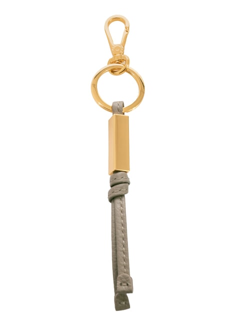 ESSENTIAL Leather and metal keychain warm taupe - Key holders