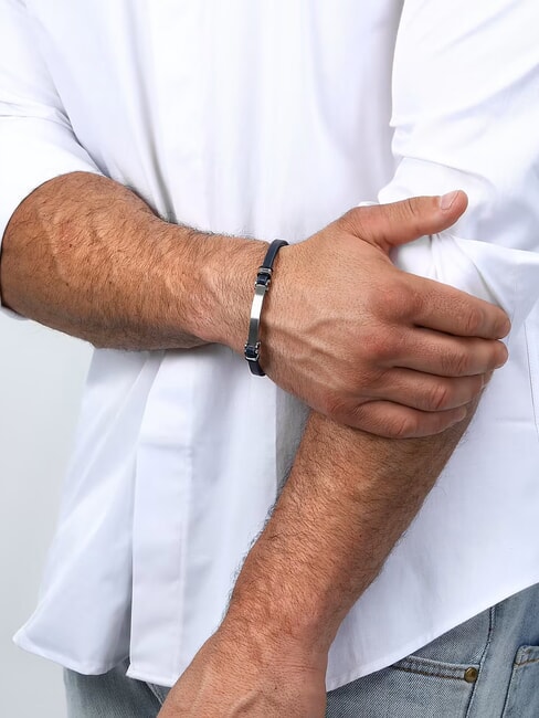 BANDY Steel and leather bracelet GREY - Men's Bracelets