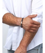 SECTOR BANDY Steel and leather bracelet - Men's Bracelets