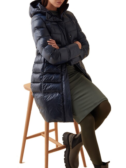FRIENDLY Long quilted down jacket navy blue - Women's down jackets