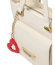 LOVE MOSCHINO HEART  Shopping Bag ivory - Women’s Bags - 3