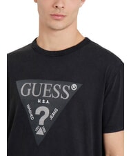 GUESS TRIANGLE Cotton T-shirt with print jetbla - T-shirt - 3