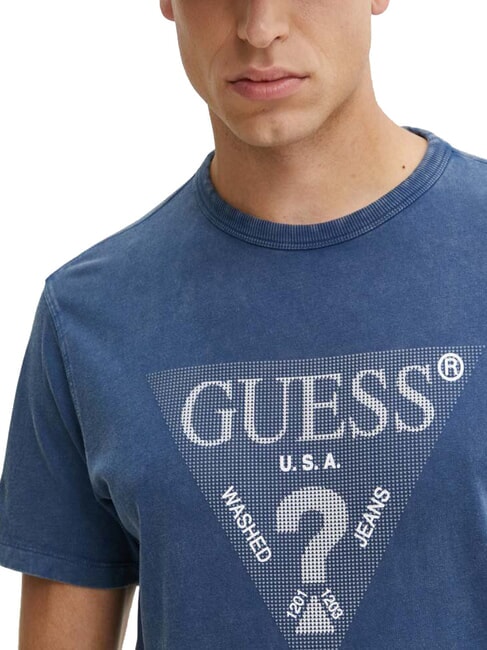 TRIANGLE Cotton T-shirt with print pennant blue - T-shirt