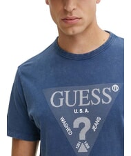 GUESS TRIANGLE Cotton T-shirt with print pennant blue - T-shirt - 3