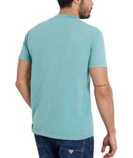 GUESS TRIANGLE Cotton T-shirt with print soft teal - T-shirt - 2