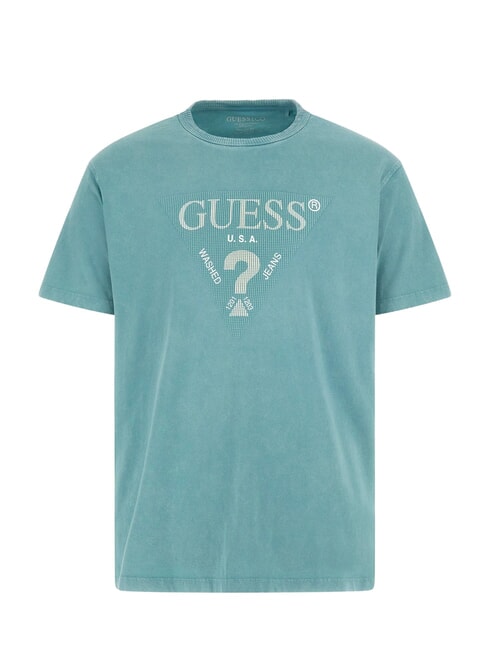 TRIANGLE Cotton T-shirt with print soft teal - T-shirt