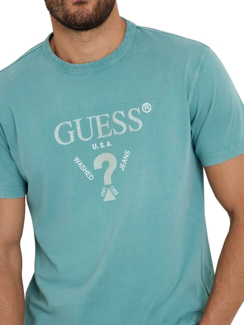 TRIANGLE Cotton T-shirt with print soft teal - T-shirt