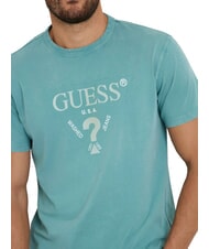 GUESS TRIANGLE Cotton T-shirt with print soft teal - T-shirt - 3