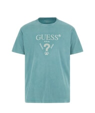 GUESS TRIANGLE Cotton T-shirt with print soft teal - T-shirt - 4