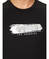GUESS METALLIC LOGO T-shirt with embossed print jetbla - T-shirt - 4