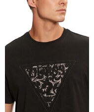 GUESS TRIANGLE T-shirt with embroidered logo patch jetbla - T-shirt - 3