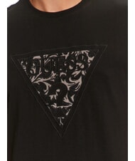 GUESS TRIANGLE T-shirt with embroidered logo patch jetbla - T-shirt - 4