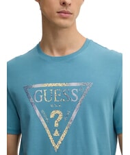 GUESS TRIANGLE T-shirt with maxi print wild storm blue - T-shirt - 3